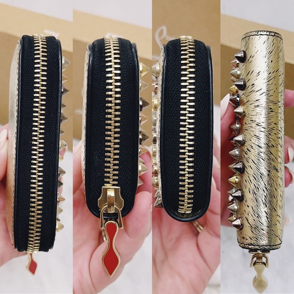Authentic Christian Louboutin RARE Metallic Tri Toned Compact Zip Card Wallet - Picture 6 of 13